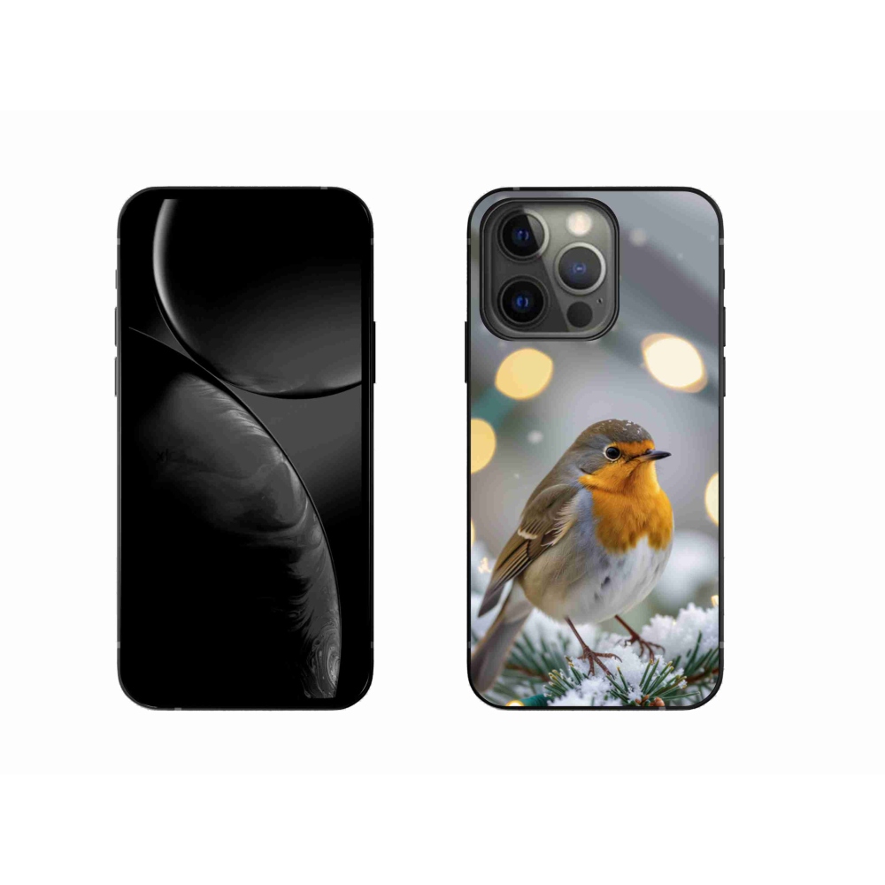 Gelový kryt mmCase na iPhone 13 Pro - červenka v zimě