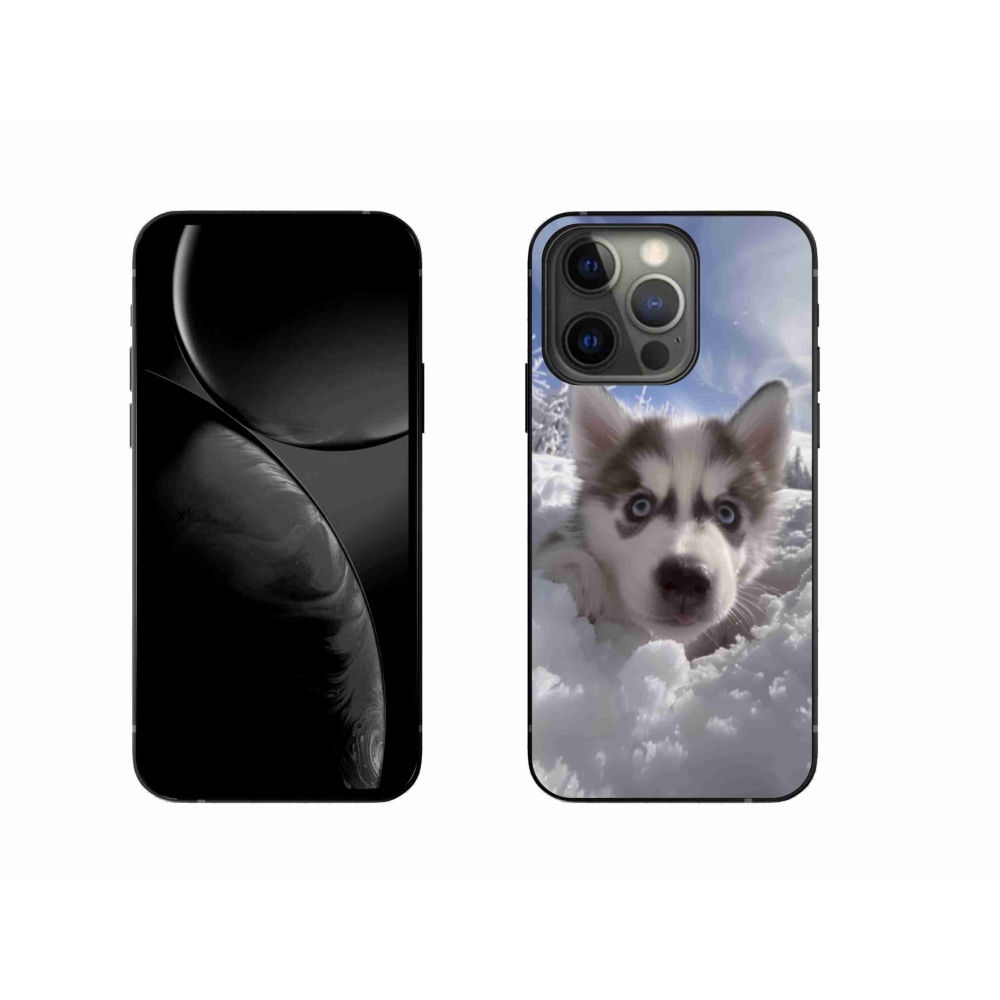 Gelový kryt mmCase na iPhone 13 Pro - husky ve sněhu