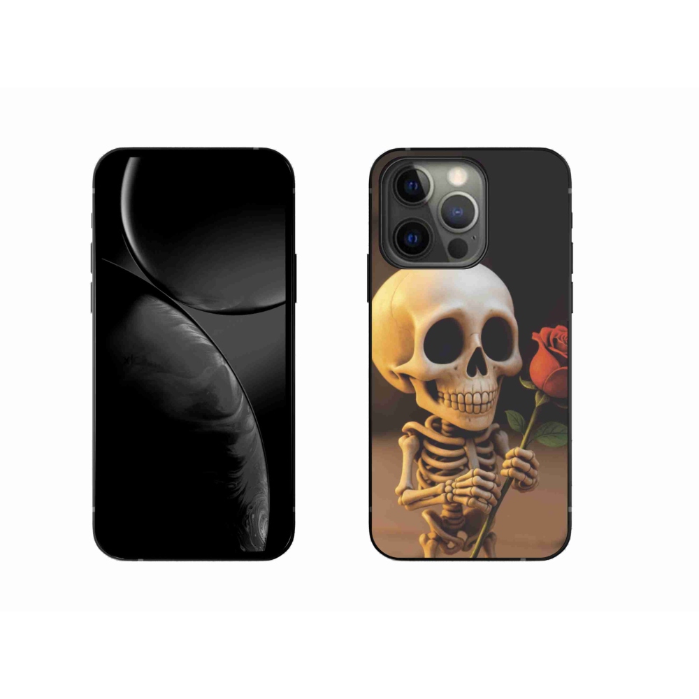 Gelový kryt mmCase na iPhone 13 Pro - kostlivec s růží