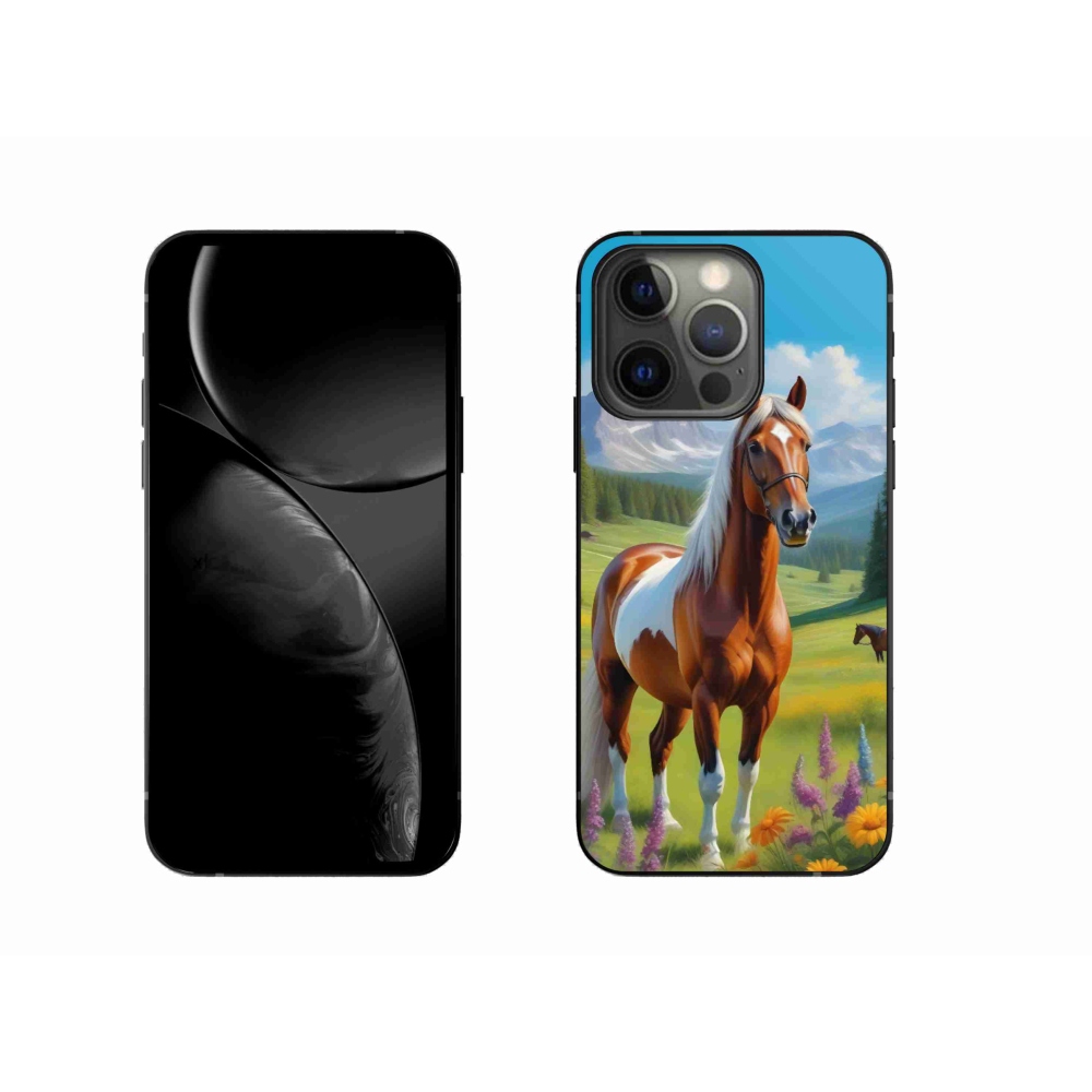 Gelový kryt mmCase na iPhone 13 Pro - kůň na louce