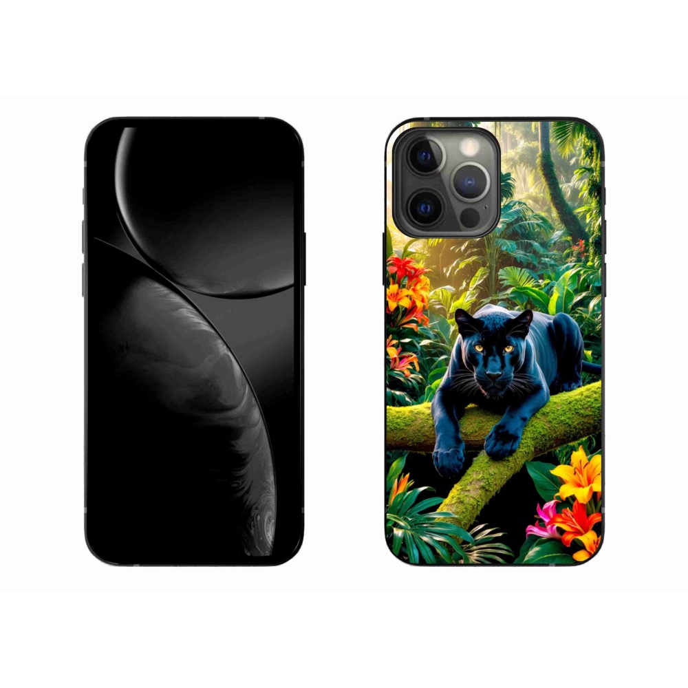 Gelový kryt mmCase na iPhone 13 Pro Max - černý panter v džungli