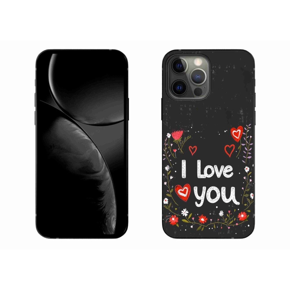 Gelový kryt mmCase na iPhone 13 Pro Max - I love you černé pozadí