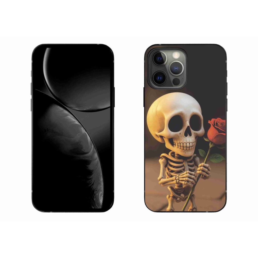 Gelový kryt mmCase na iPhone 13 Pro Max - kostlivec s růží