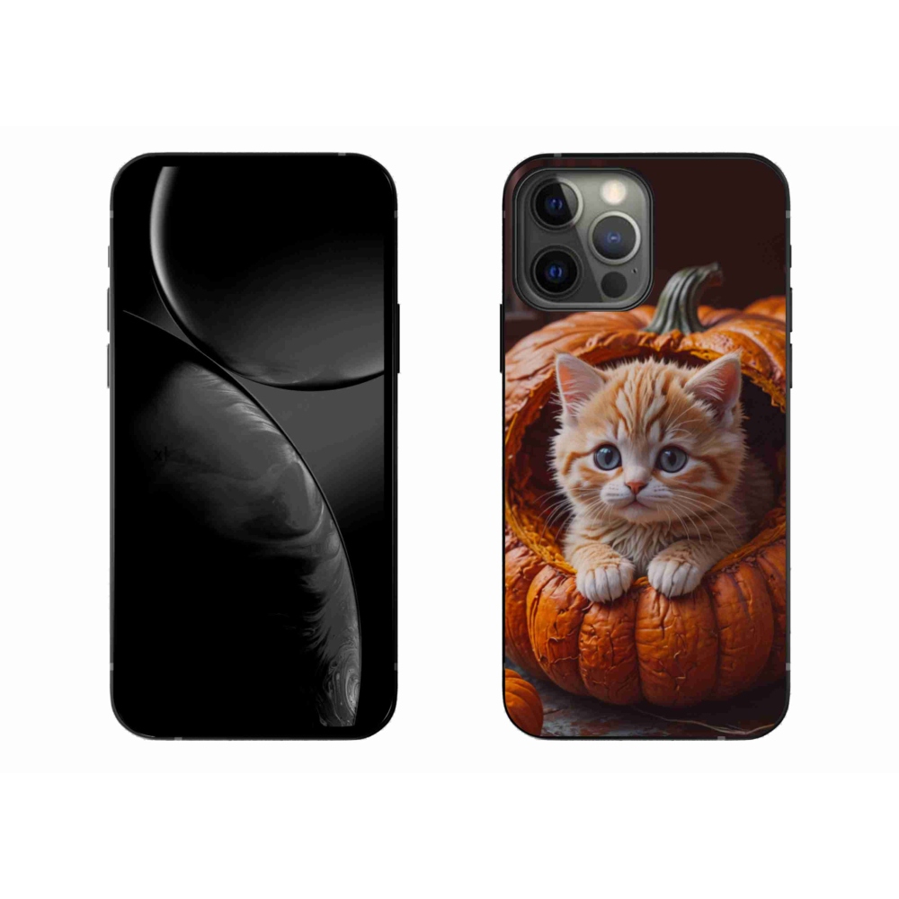 Gelový kryt mmCase na iPhone 13 Pro Max - kotě a dýně 2