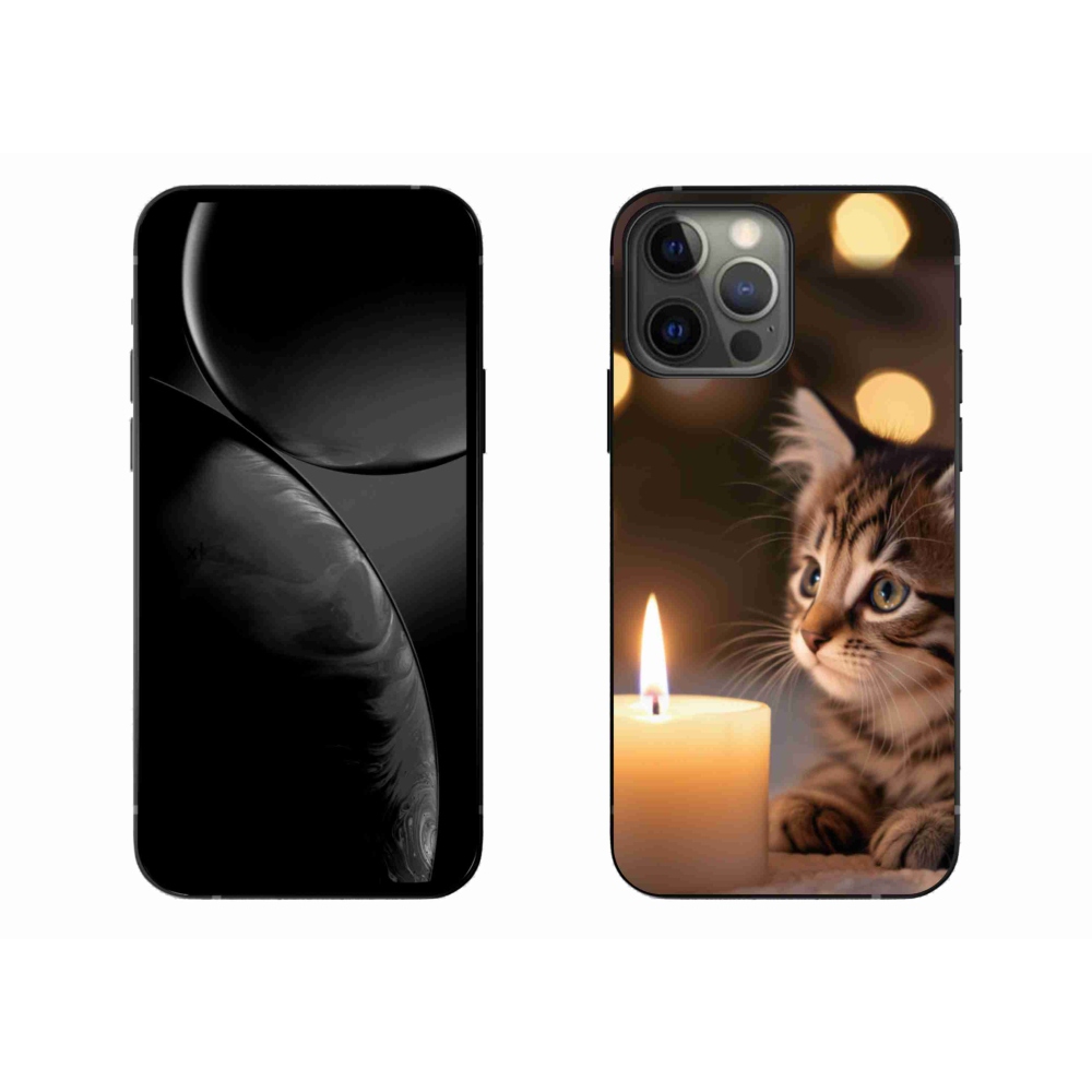 Gelový kryt mmCase na iPhone 13 Pro Max - kotě a svíčka