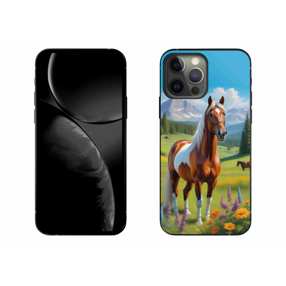Gelový kryt mmCase na iPhone 13 Pro Max - kůň na louce