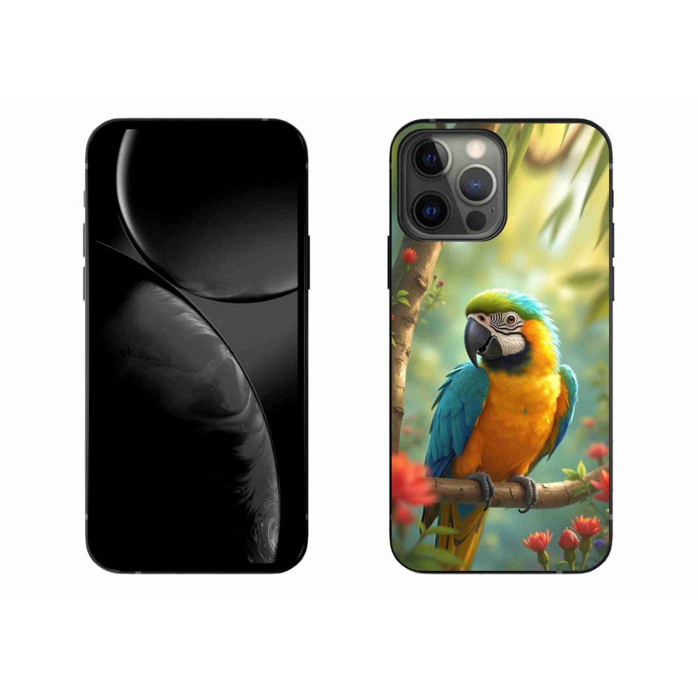 Gelový kryt mmCase na iPhone 13 Pro Max - papoušek ara modrožlutá