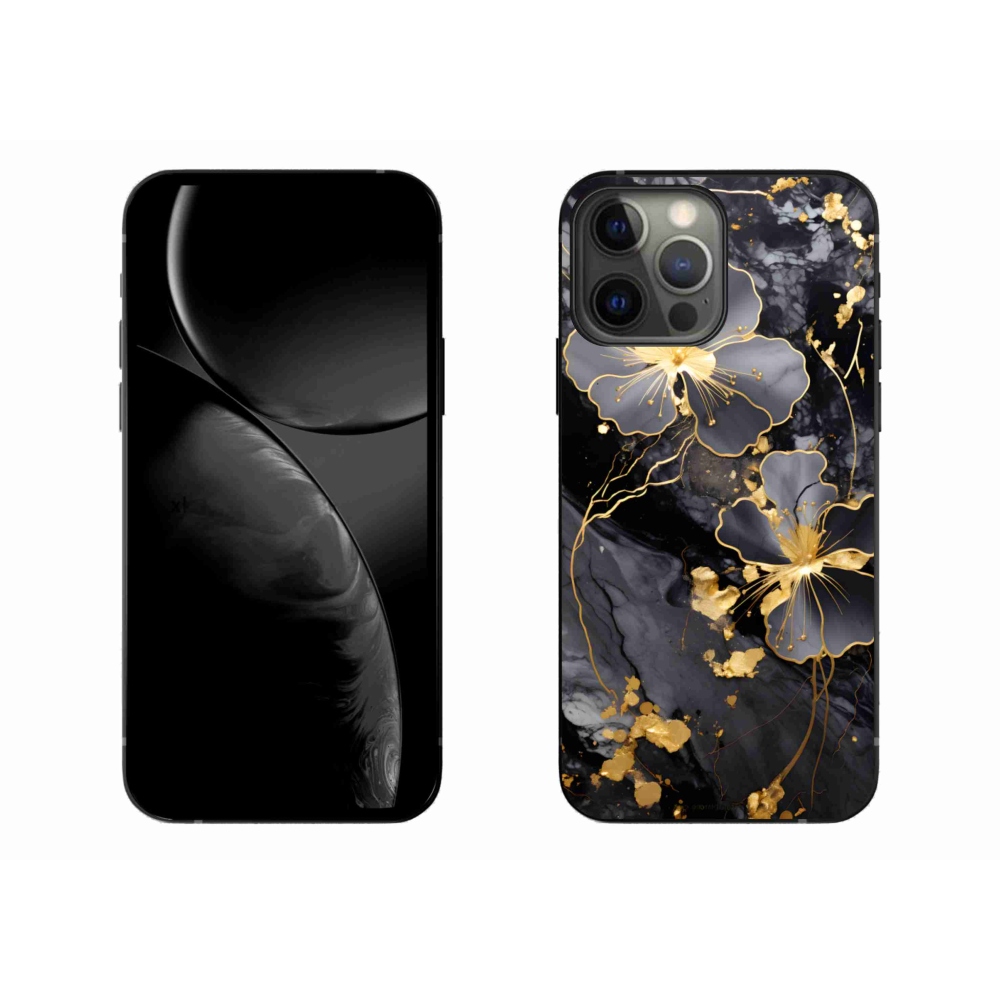 Gelový kryt mmCase na iPhone 13 Pro Max - zlaté květy