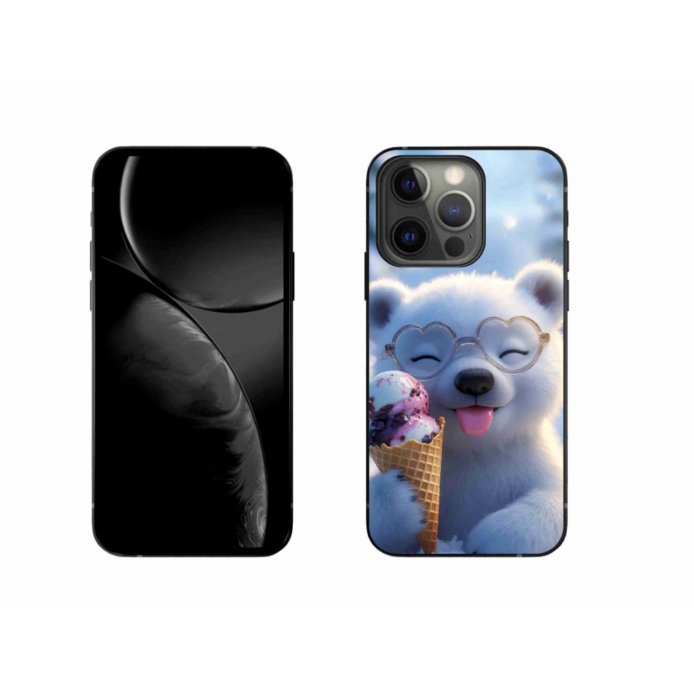 Gelový kryt mmCase na iPhone 13 Pro - medvídek se zmrzlinou