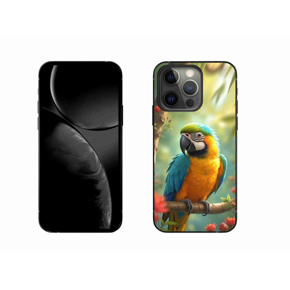 Gelový kryt mmCase na iPhone 13 Pro - papoušek ara modrožlutá