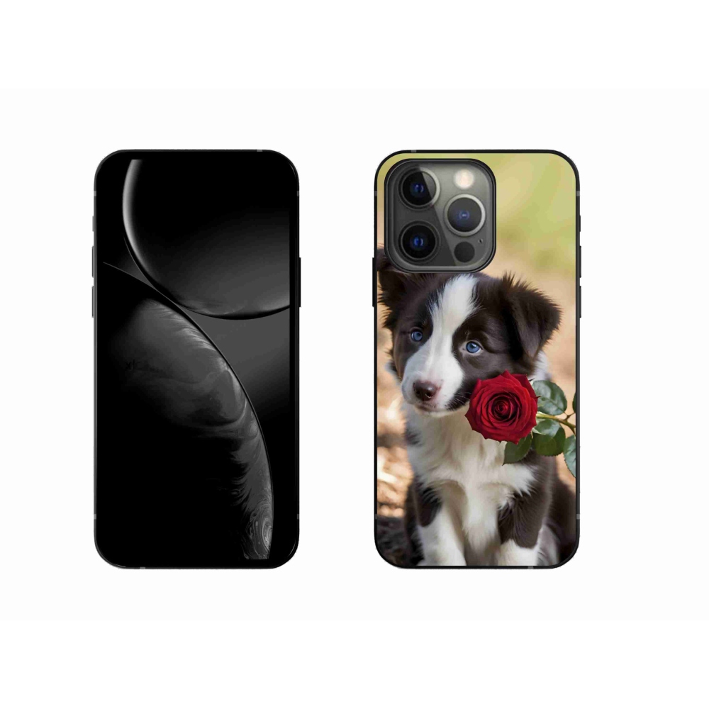Gelový kryt mmCase na iPhone 13 Pro - roztomilá border kolie s růží
