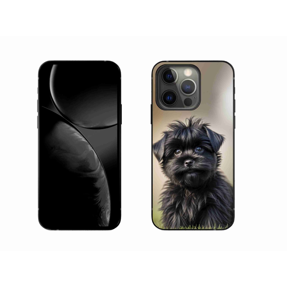 Gelový kryt mmCase na iPhone 13 Pro - roztomilý černý pejsek