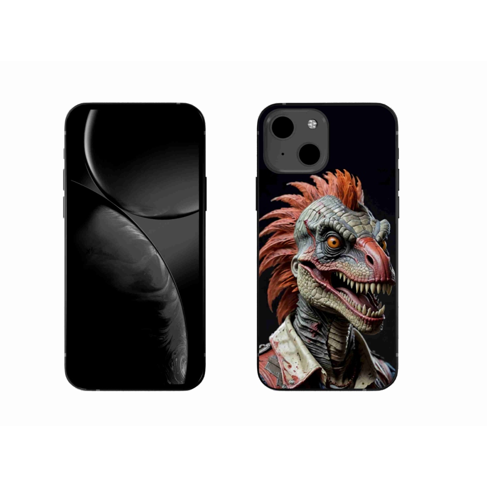 Gelový kryt mmCase na iPhone 13 - punk dinosaurus