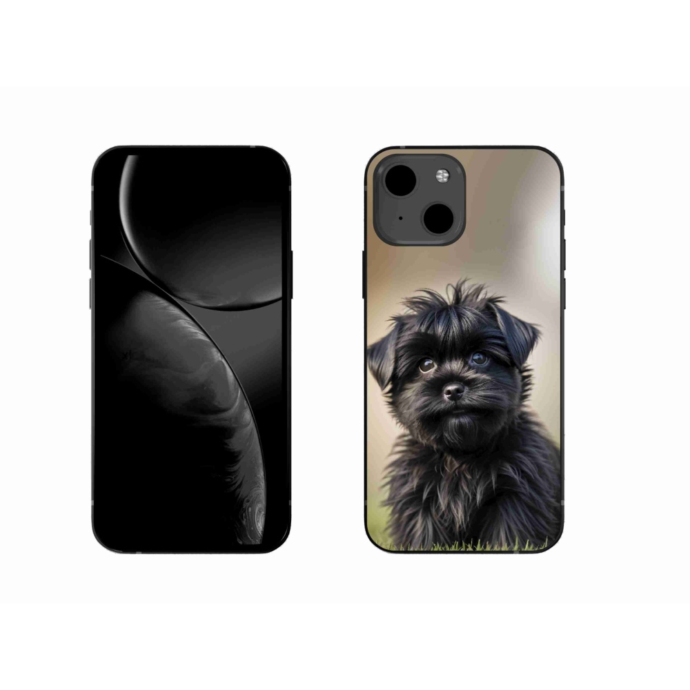 Gelový kryt mmCase na iPhone 13 - roztomilý černý pejsek