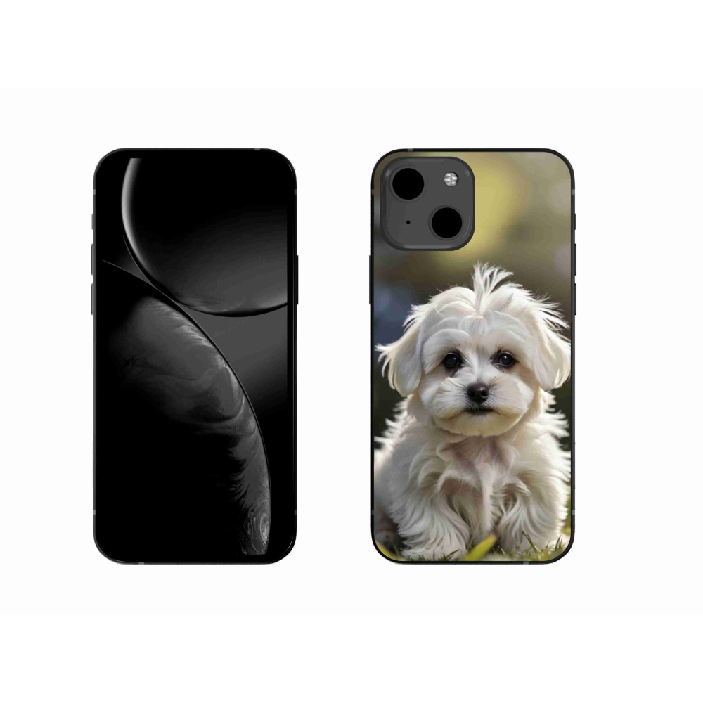 Gelový kryt mmCase na iPhone 13 - roztomilý maltézský psík