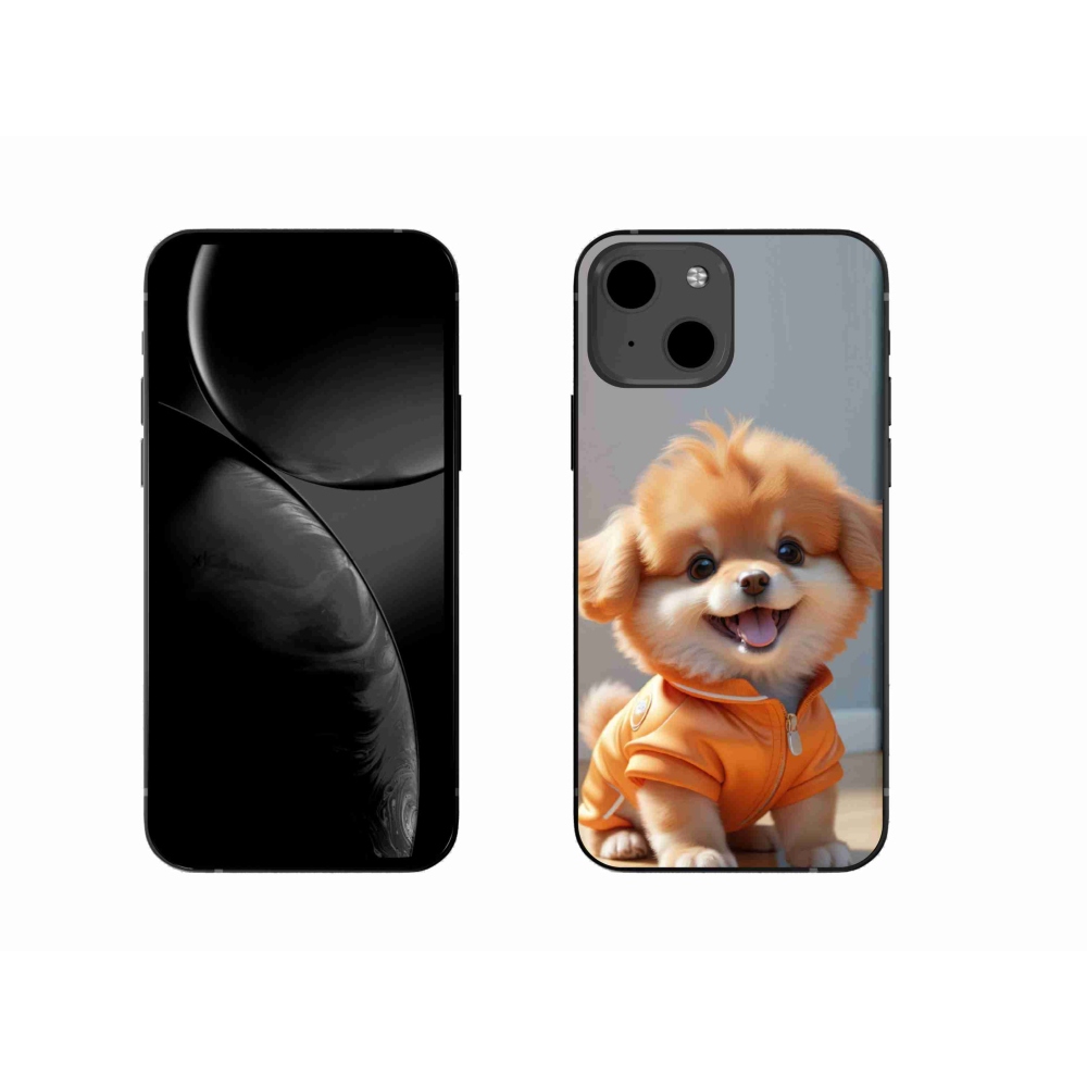 Gelový kryt mmCase na iPhone 13 - roztomilý pomeranian v mikině