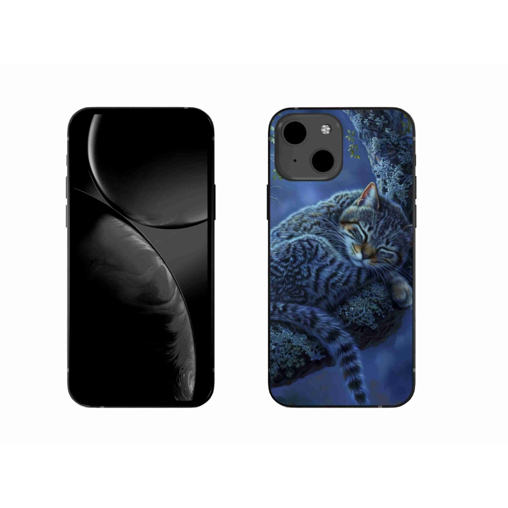 Gelový kryt mmCase na iPhone 13 - spící kočka