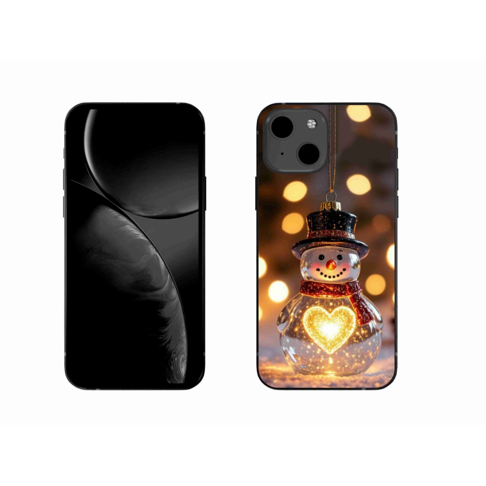 Gelový kryt mmCase na iPhone 13 - svítící vánoční sněhulák