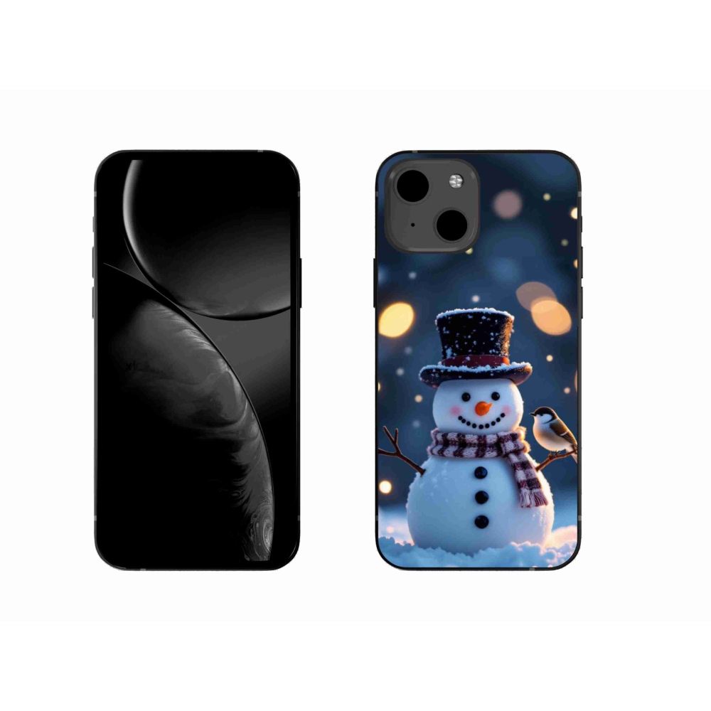 Gelový kryt mmCase na iPhone 13 - vánoční sněhulák