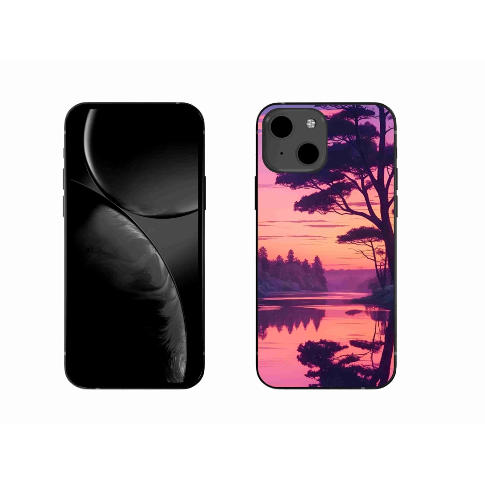 Gelový kryt mmCase na iPhone 13 - západ slunce nad jezerem