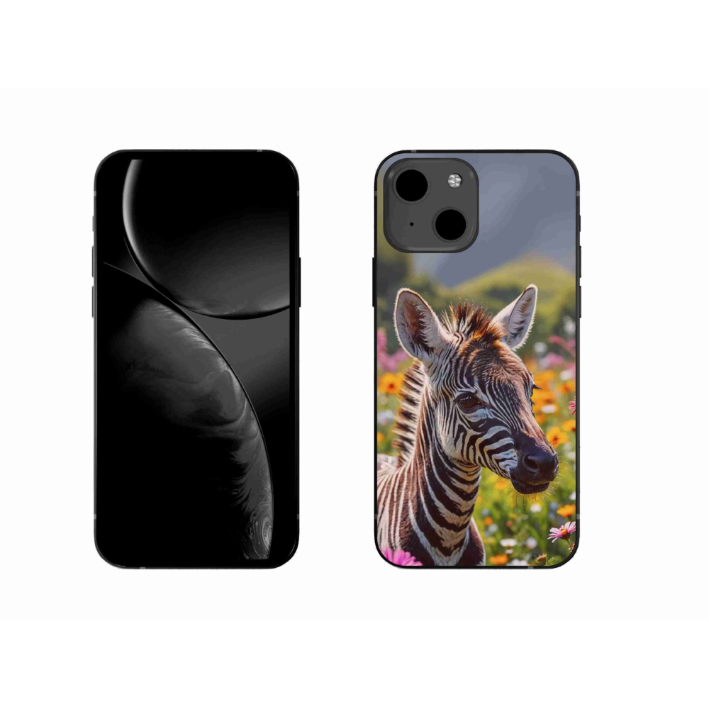 Gelový kryt mmCase na iPhone 13 - zebra na louce
