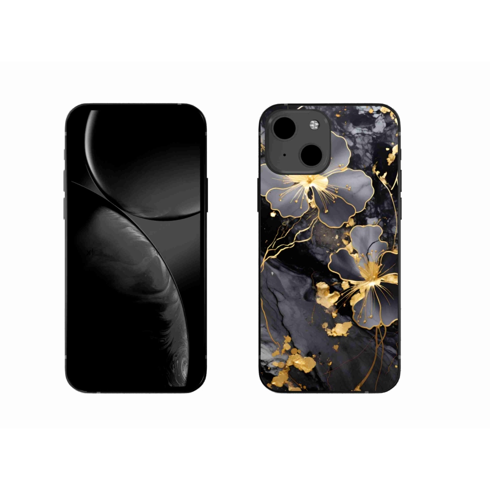 Gelový kryt mmCase na iPhone 13 - zlaté květy