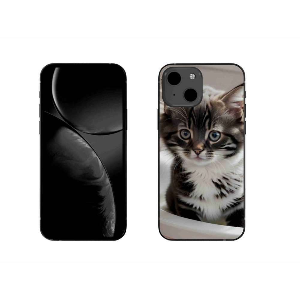 Gelový kryt mmCase na iPhone 13 - zvědavé kotě