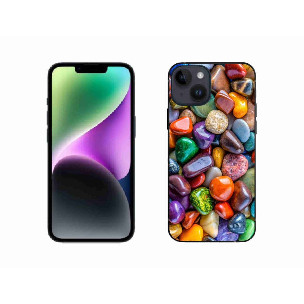 Gelový kryt mmCase na iPhone 14 - barevné kamínky