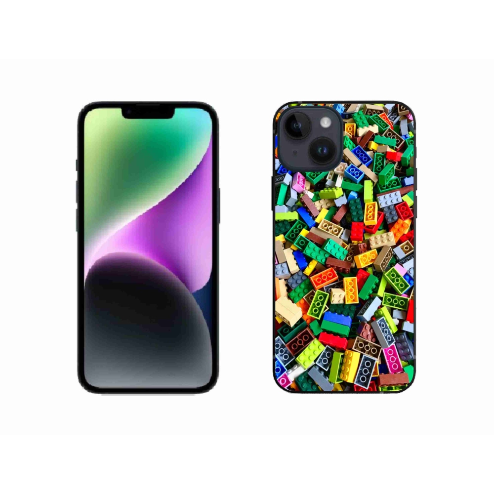 Gelový kryt mmCase na iPhone 14 - barevné stavební kostky