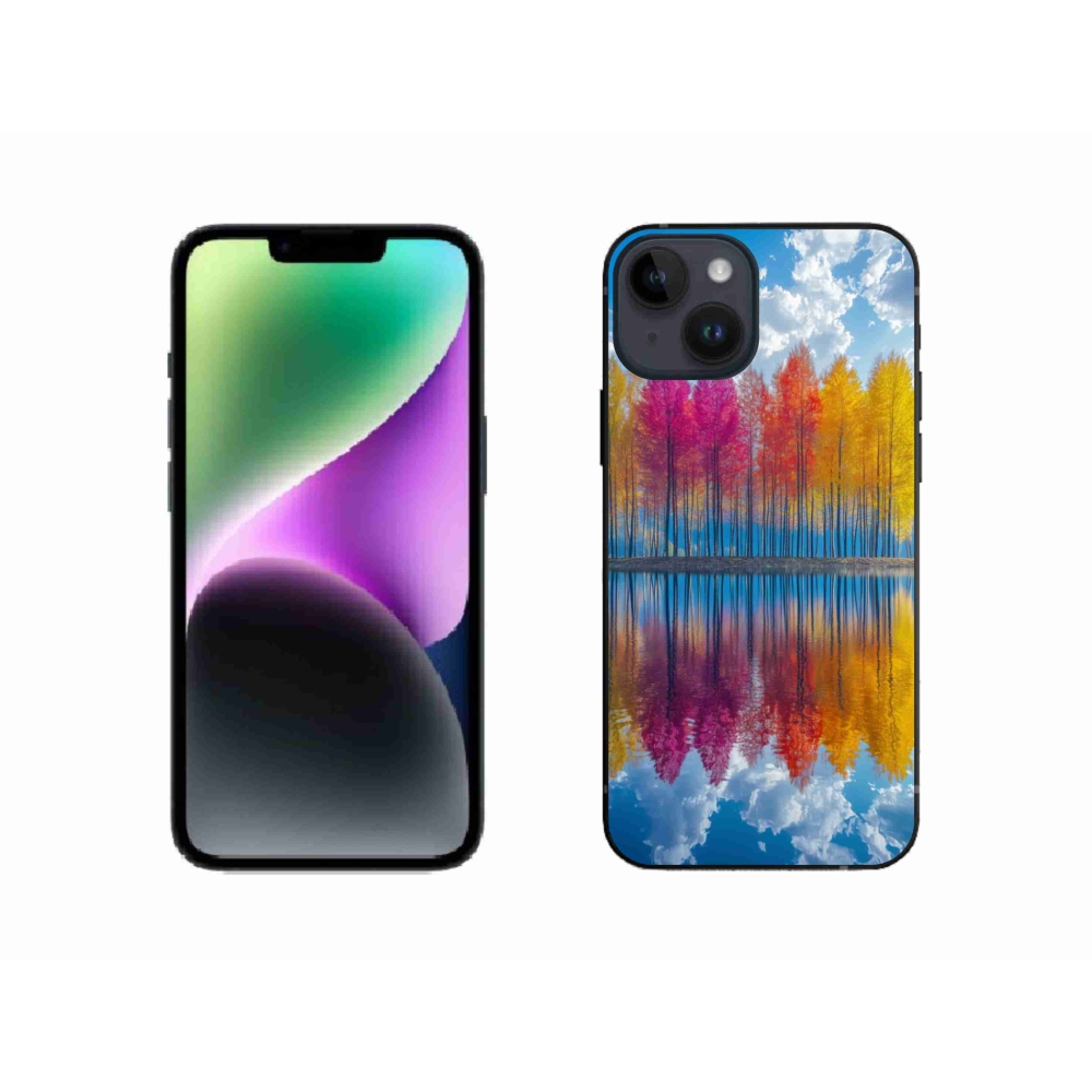 Gelový kryt mmCase na iPhone 14 - barevné stromy
