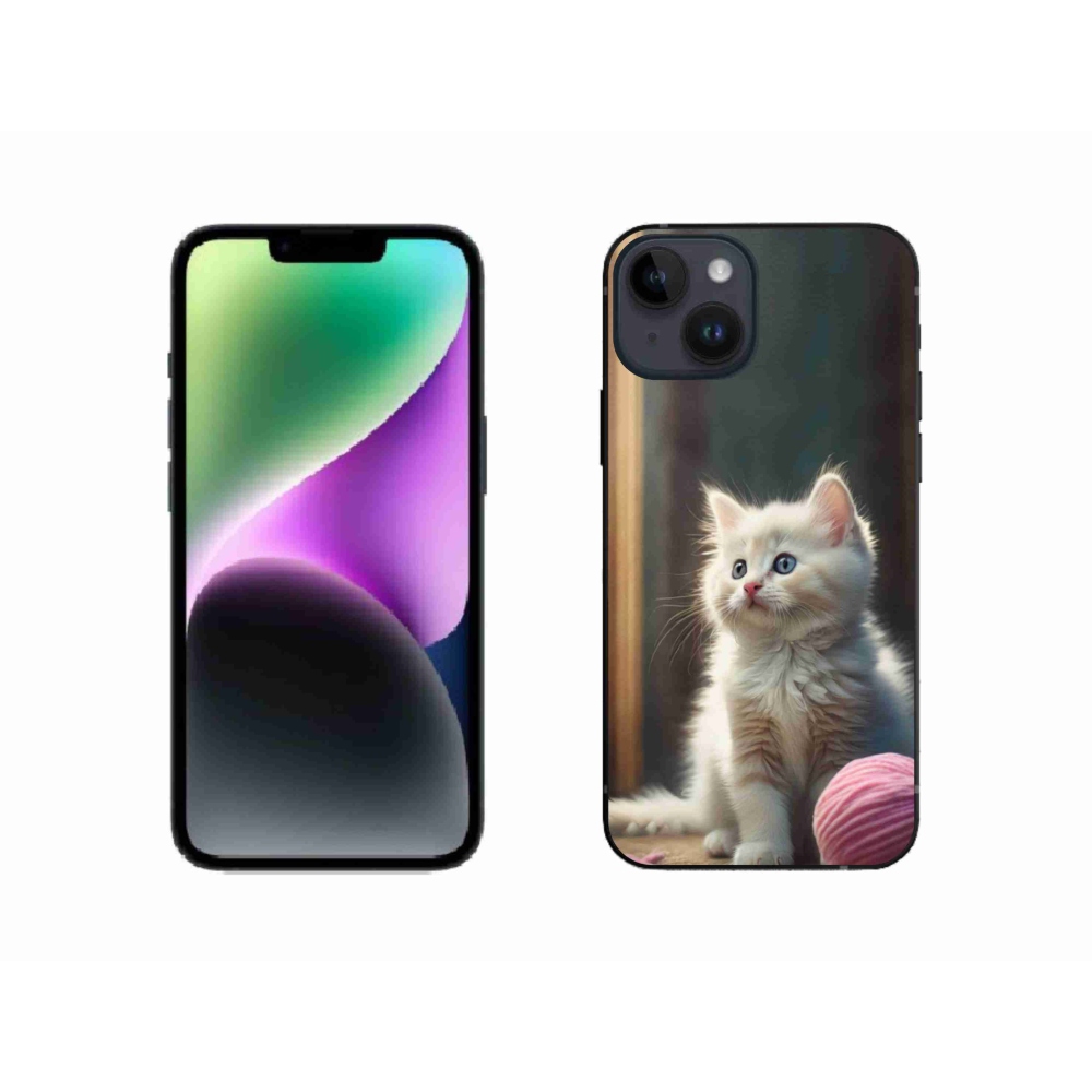 Gelový kryt mmCase na iPhone 14 - bílé kotě 2