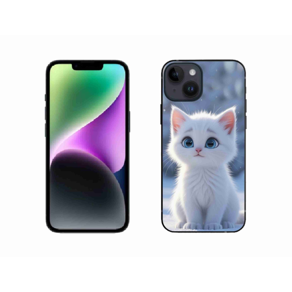 Gelový kryt mmCase na iPhone 14 - bílé kotě 3