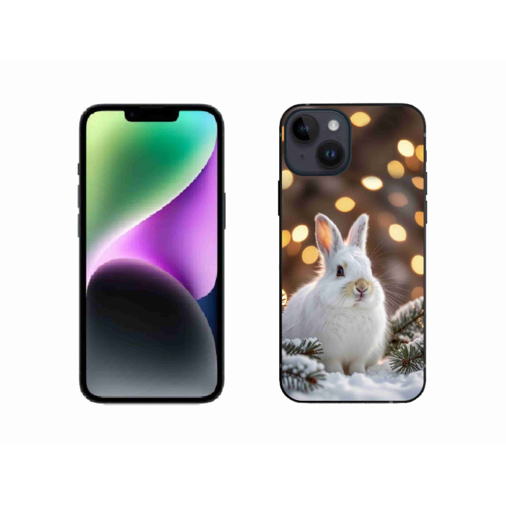 Gelový kryt mmCase na iPhone 14 - bílý zajíc