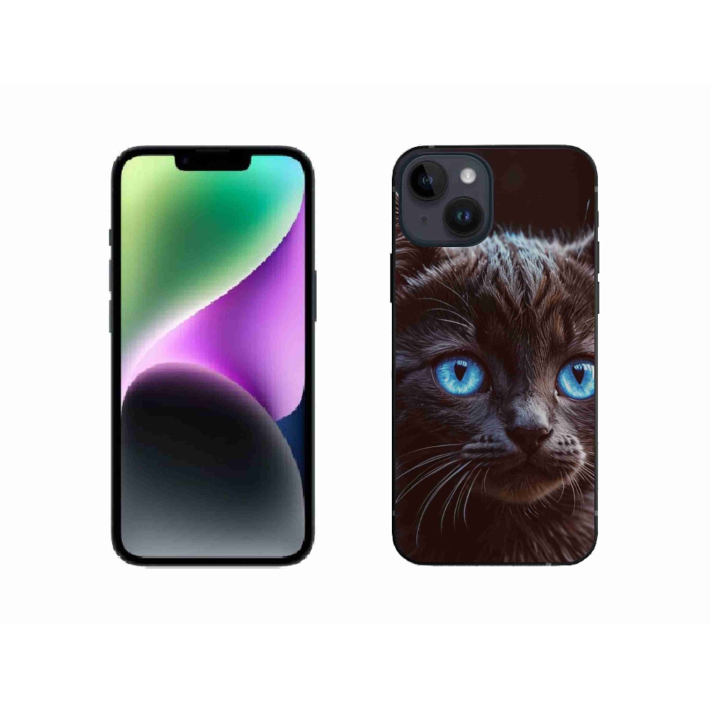 Gelový kryt mmCase na iPhone 14 - černé kotě 2