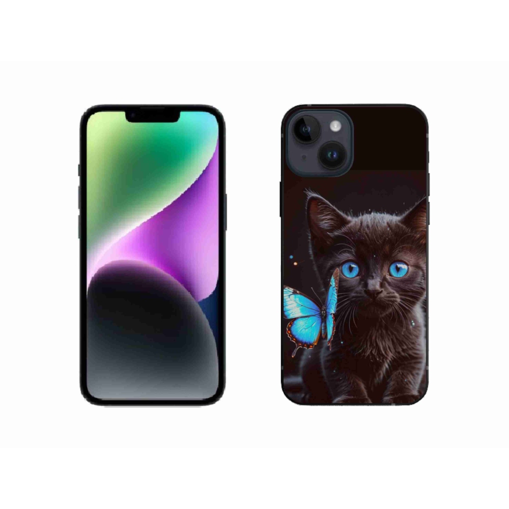 Gelový kryt mmCase na iPhone 14 - černé kotě 3