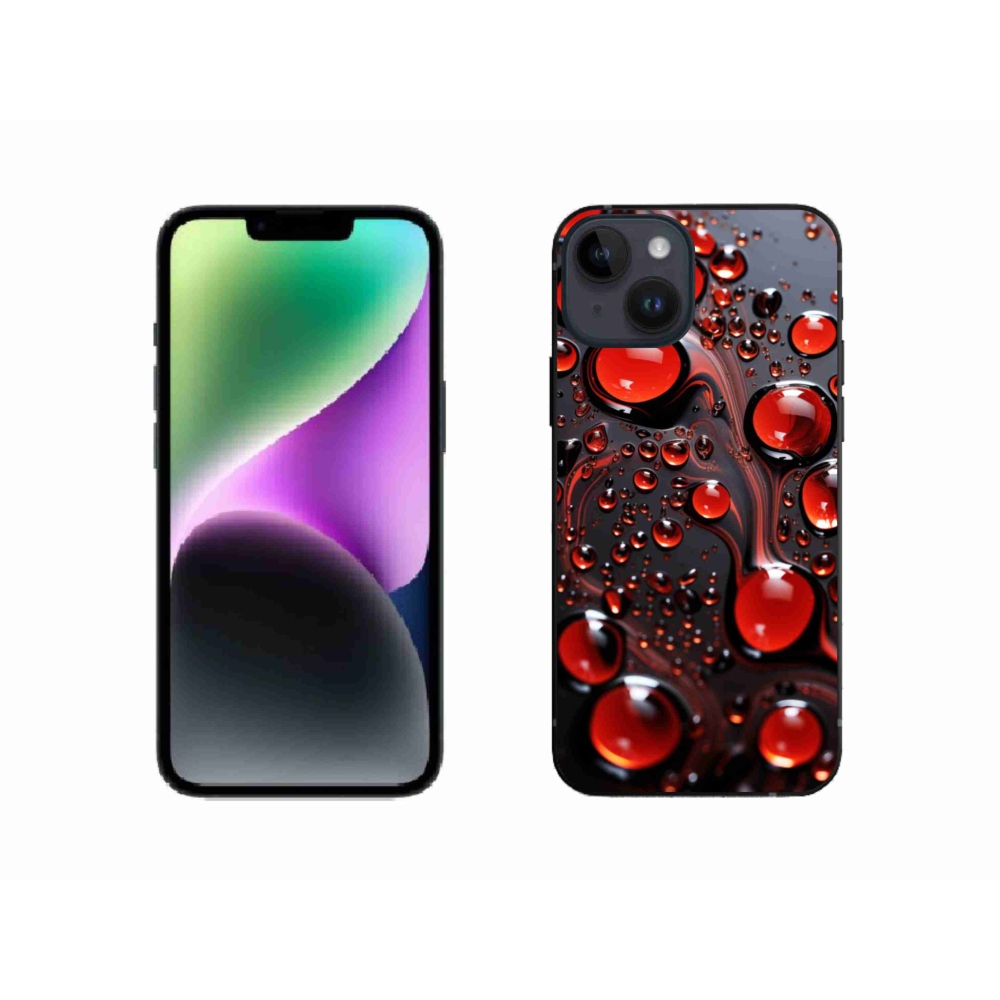 Gelový kryt mmCase na iPhone 14 - červené kapky 2