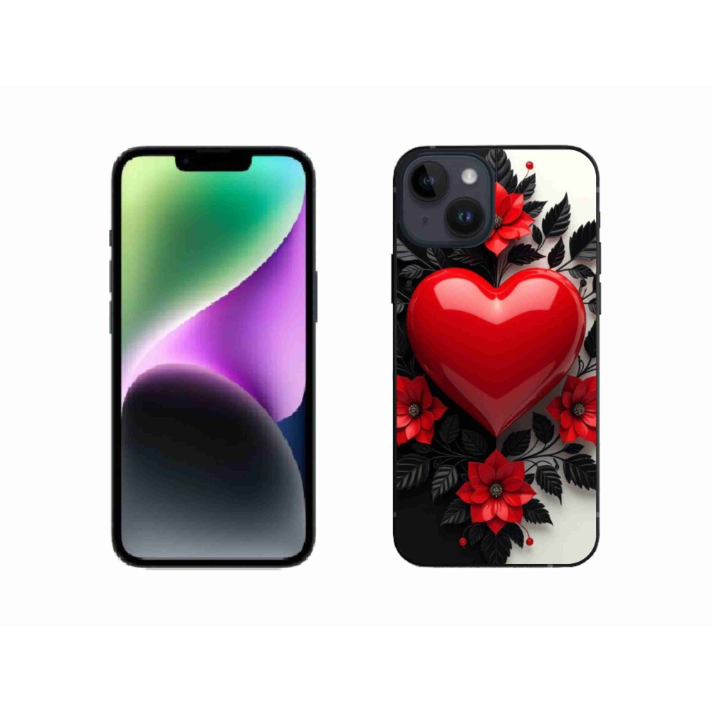 Gelový kryt mmCase na iPhone 14 - červené srdce