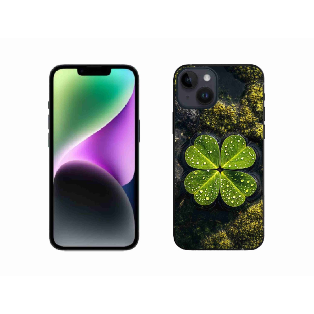 Gelový kryt mmCase na iPhone 14 - čtyřlístek