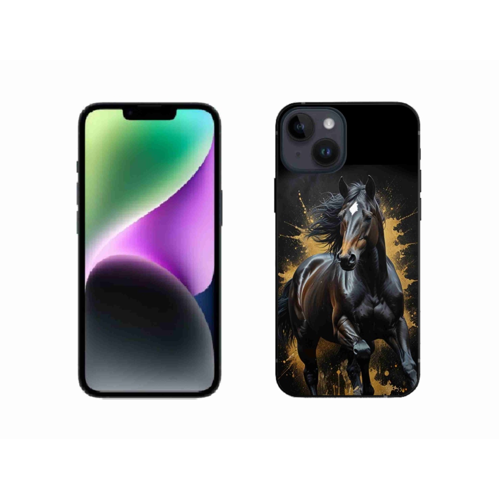 Gelový kryt mmCase na iPhone 14 - elegantní černý hřebec