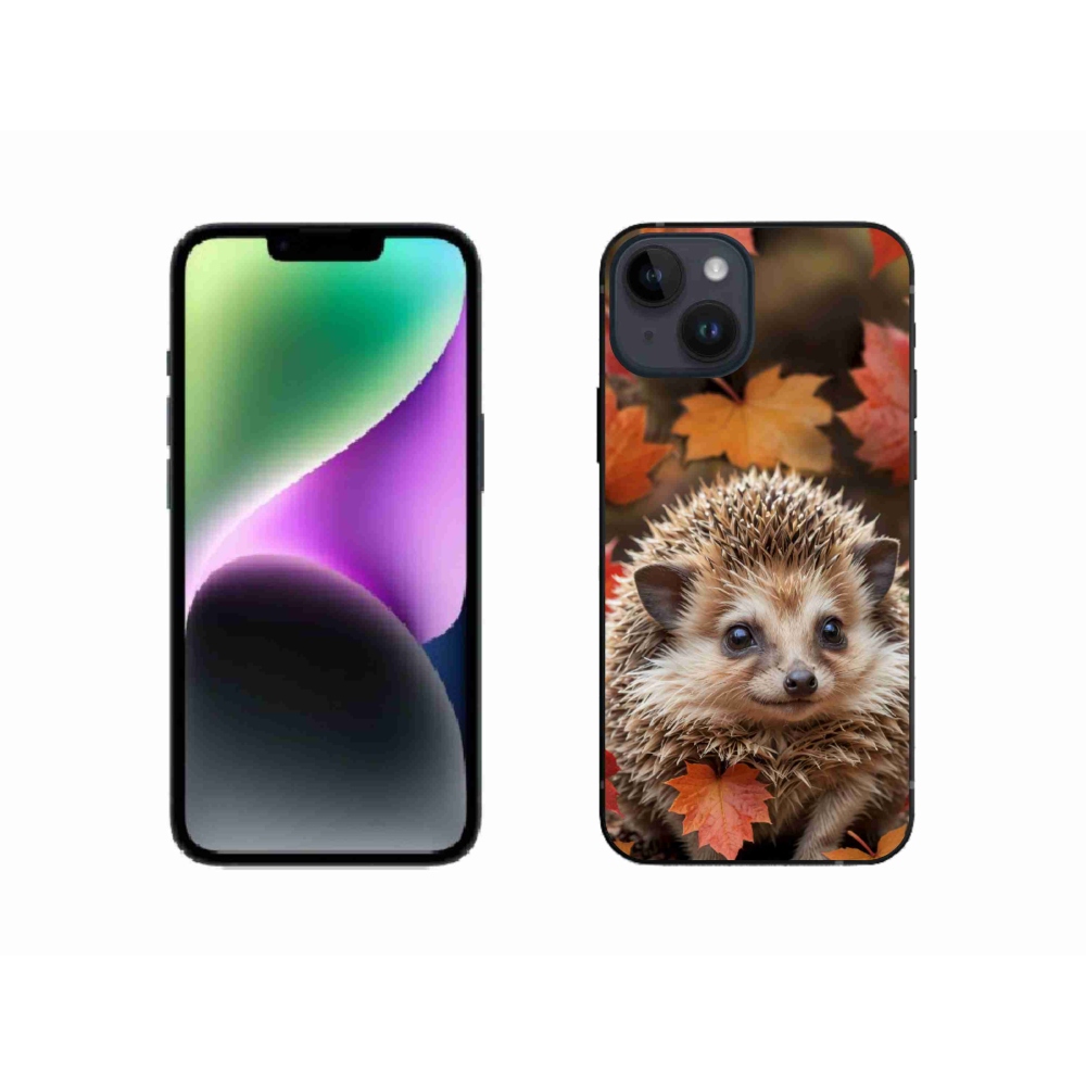 Gelový kryt mmCase na iPhone 14 - ježek v listí