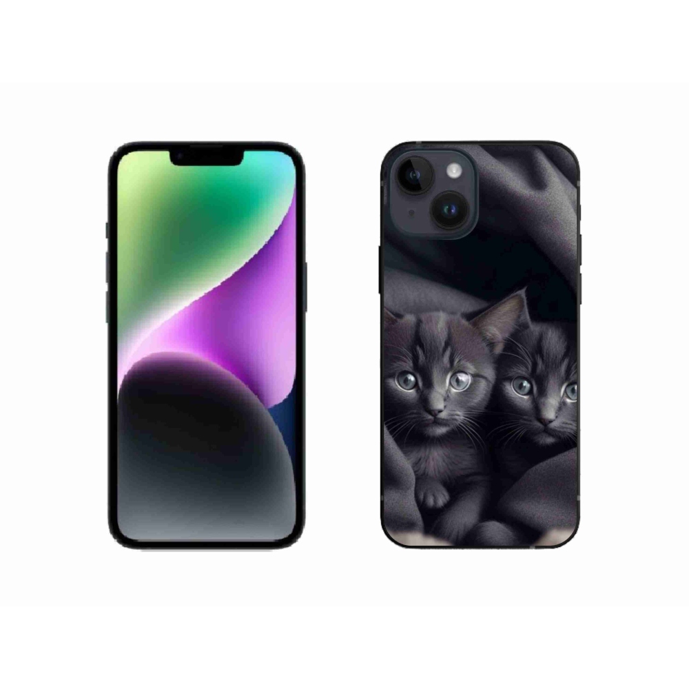 Gelový kryt mmCase na iPhone 14 - kočičí duo