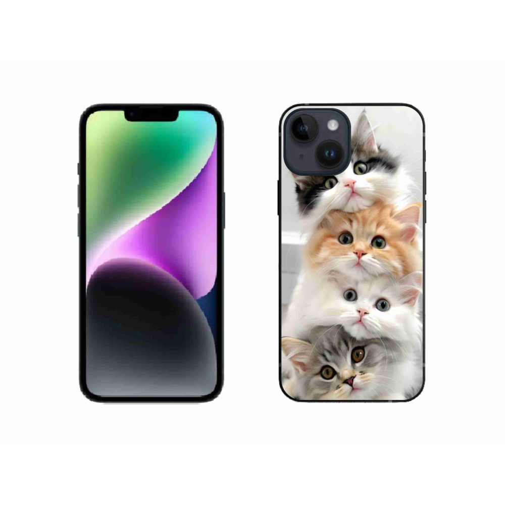 Gelový kryt mmCase na iPhone 14 - kočičí parta