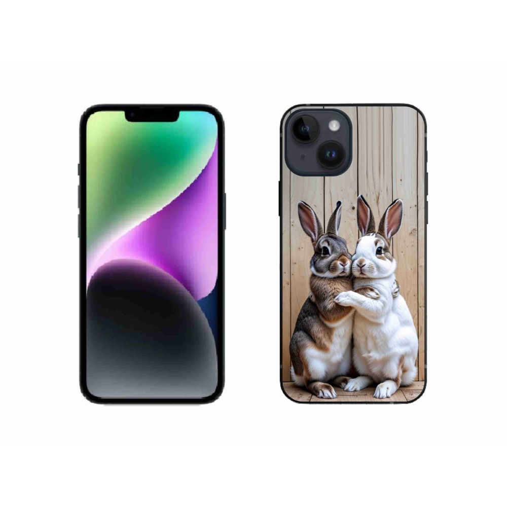 Gelový kryt mmCase na iPhone 14 - králičí pár