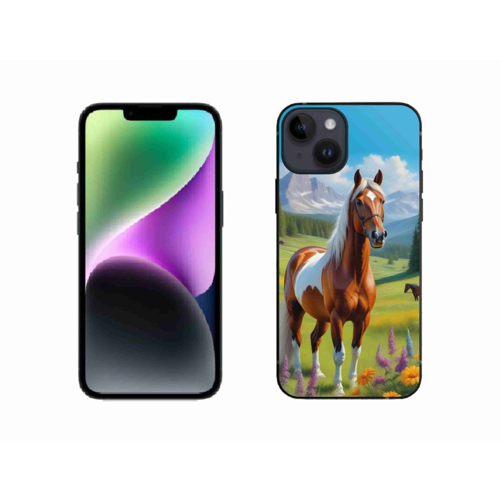 Gelový kryt mmCase na iPhone 14 - kůň na louce