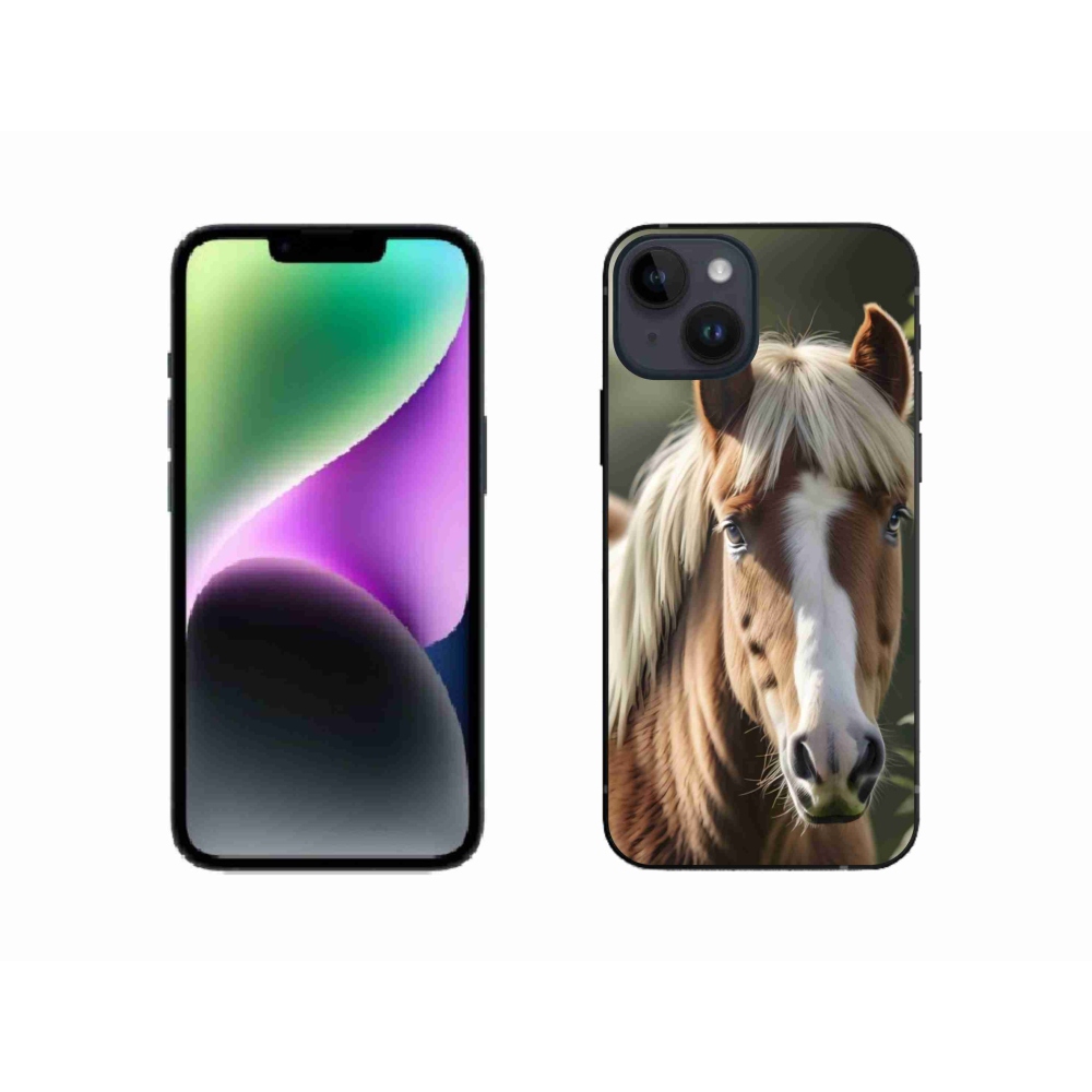 Gelový kryt mmCase na iPhone 14 - kůň se světlou hřívou