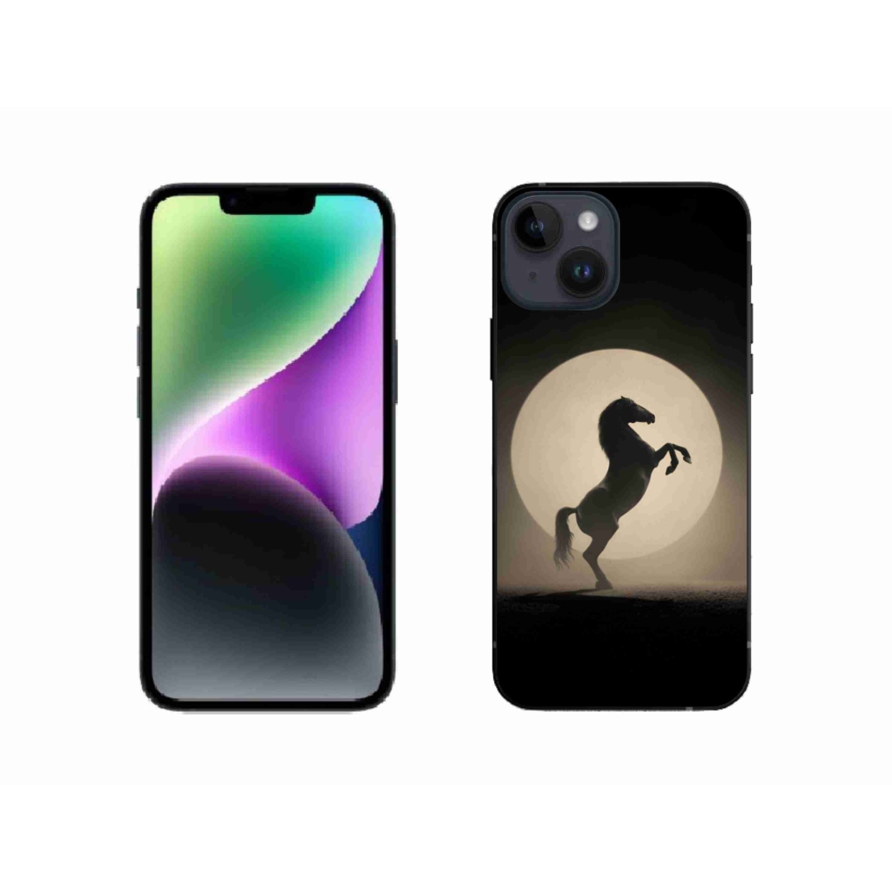 Gelový kryt mmCase na iPhone 14 - kůň v siluetě