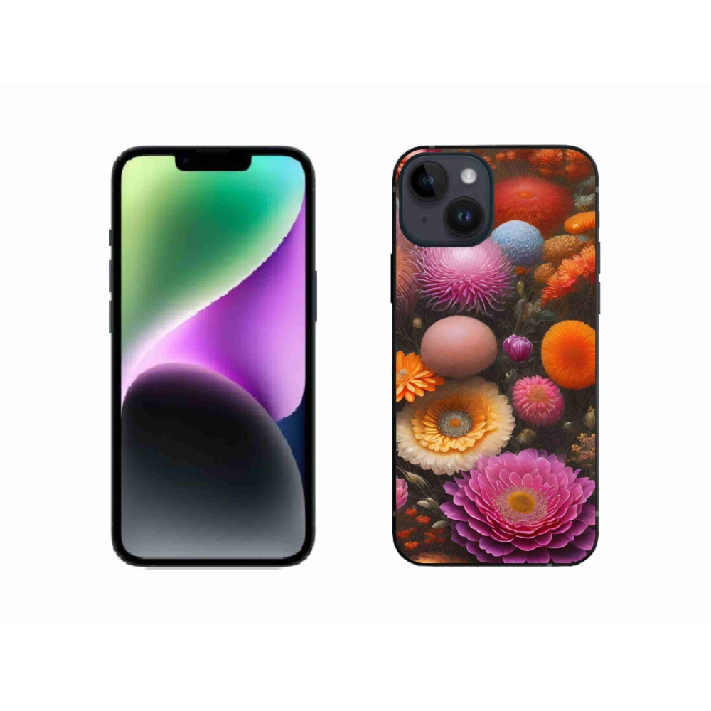 Gelový kryt mmCase na iPhone 14 - květinová kompozice