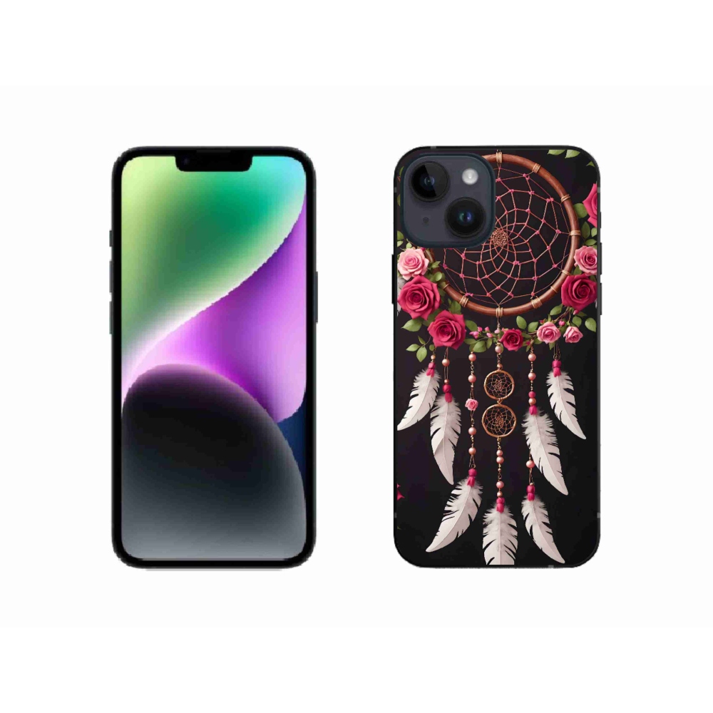 Gelový kryt mmCase na iPhone 14 - lapač snů s růžemi