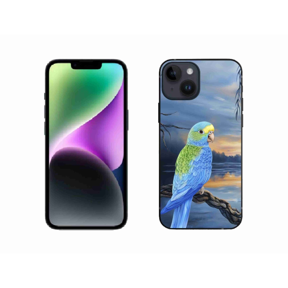 Gelový kryt mmCase na iPhone 14 - modrý papoušek