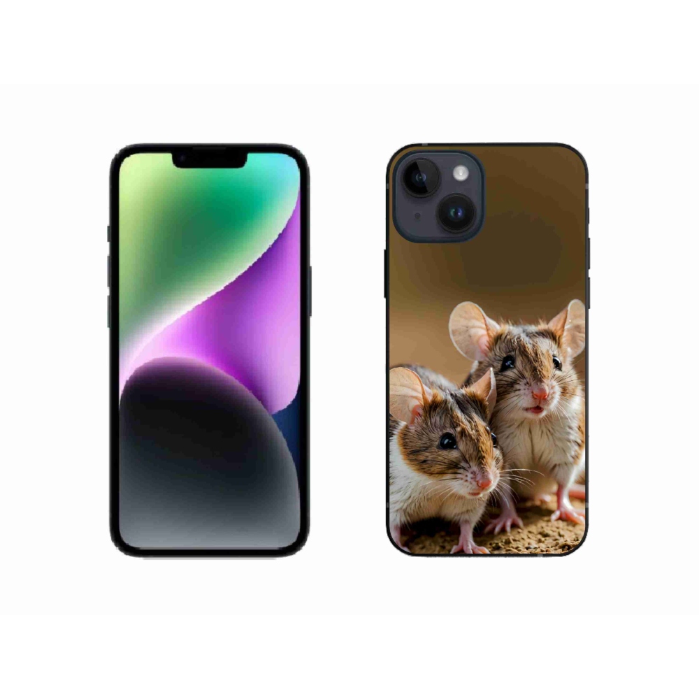 Gelový kryt mmCase na iPhone 14 - myší duo